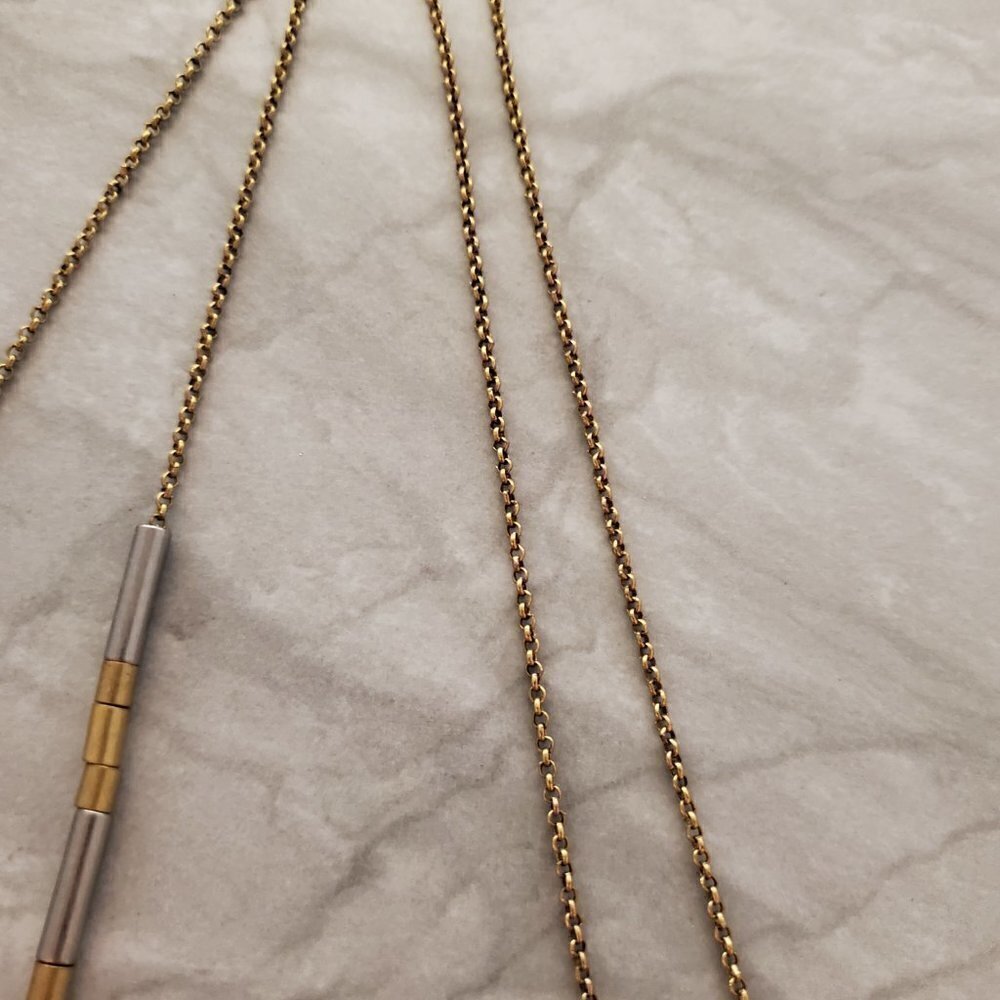 💖 J.Crew Antiqued Silver Gold Long Beaded Necklace 💖 - Picture 5 of 9